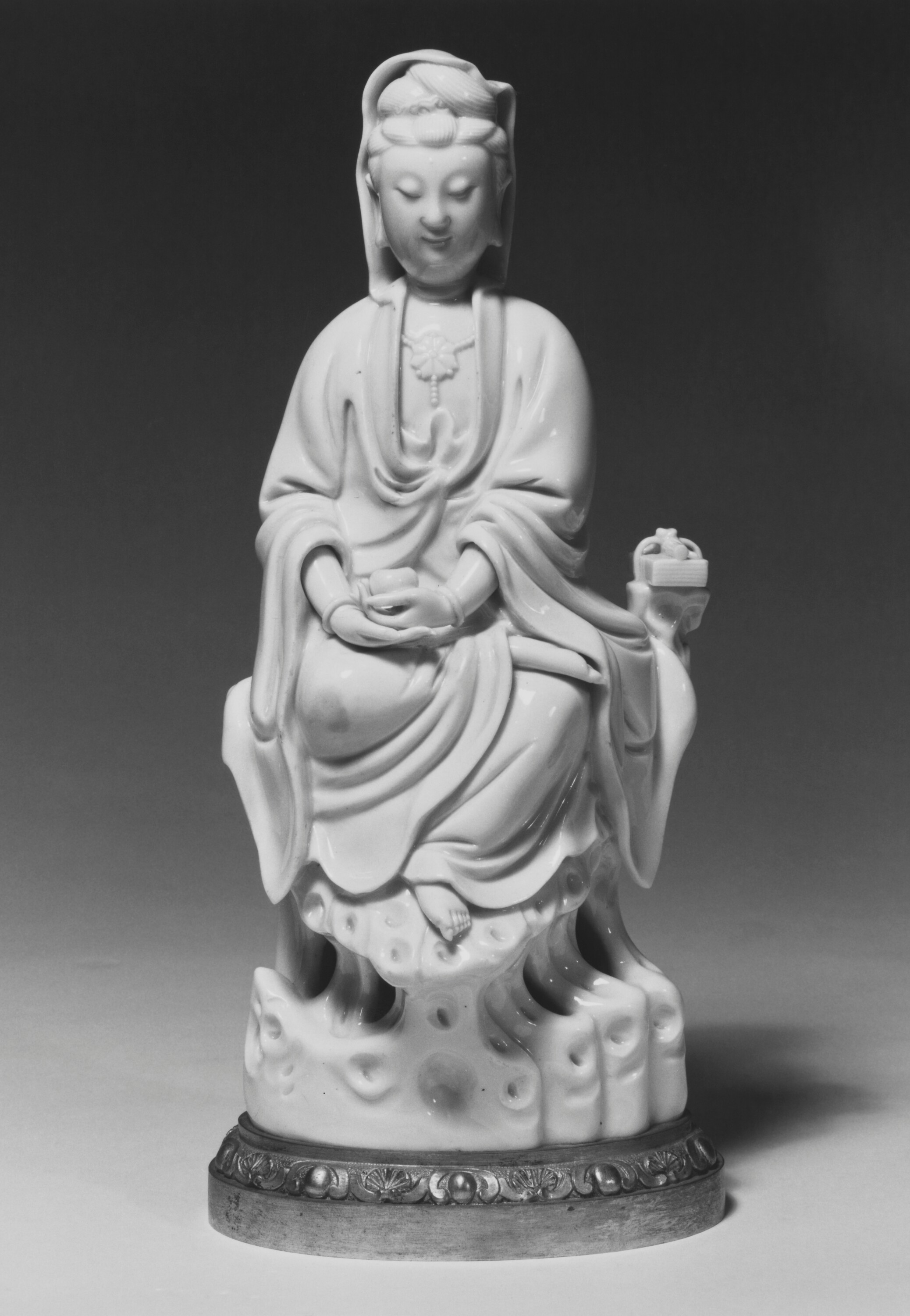 Dehua Blanc de Chine Guanyin with French ormolu mounts, porcelain c. 1700, mounts c. 1735-1740, J. Paul Getty Museum 78.DE.64