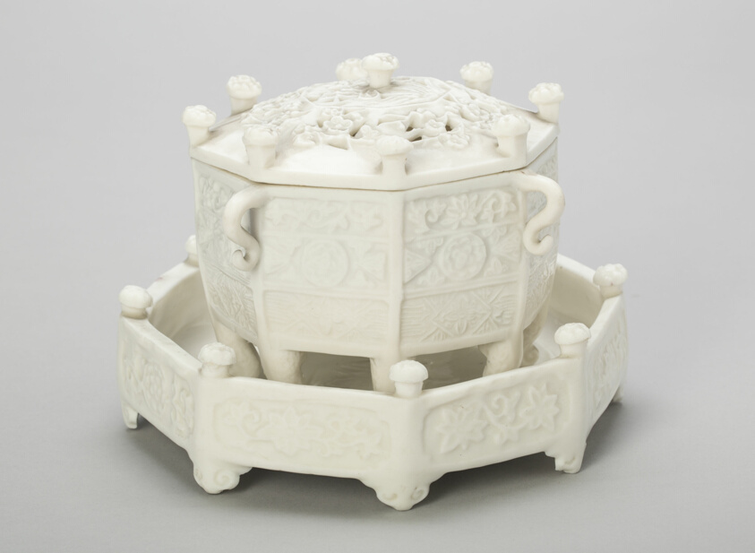 Octagonal Covered Censer and Stand — Octagonal covered censer, Art Institute of Chicago, 1924.395a-c, Blanc de Chine
