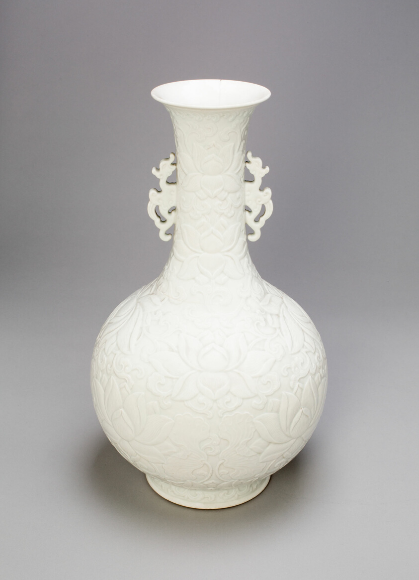 Bottle-Shaped Vase with Dragon Handles and Lotus Flowers — Bottle vase with dragon handles, Art Institute of Chicago, 1924.380, Blanc de Chine