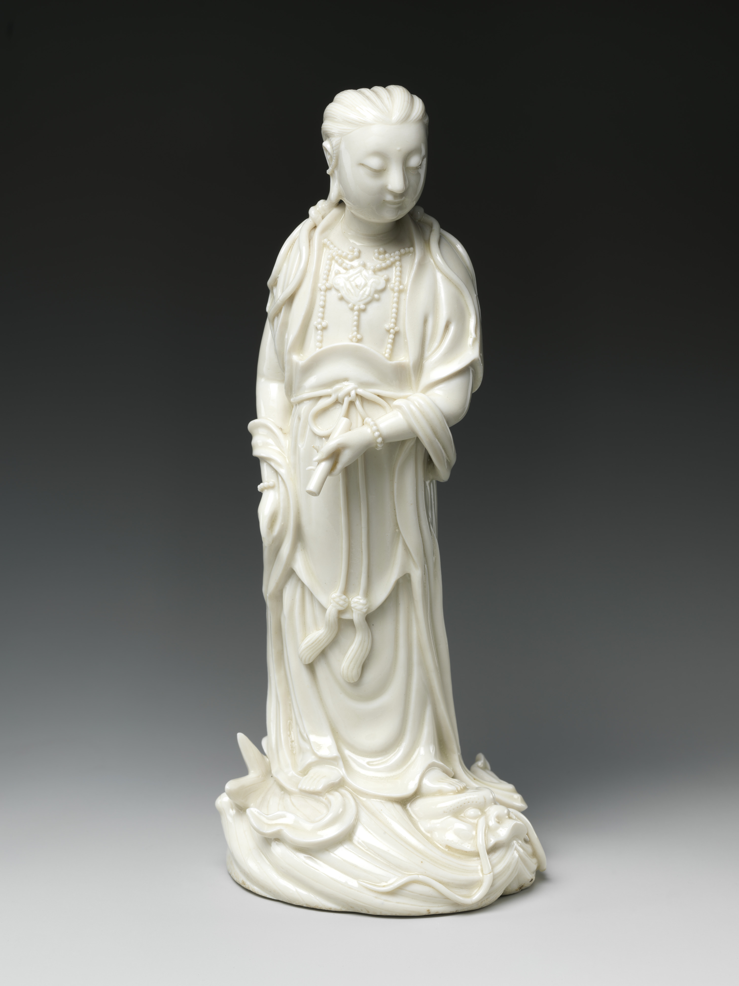 Bodhisattva Guanyin Standing on a Dragonfish — Guanyin on dragonfish, The Metropolitan Museum of Art, 50.221.16, Blanc de Chine