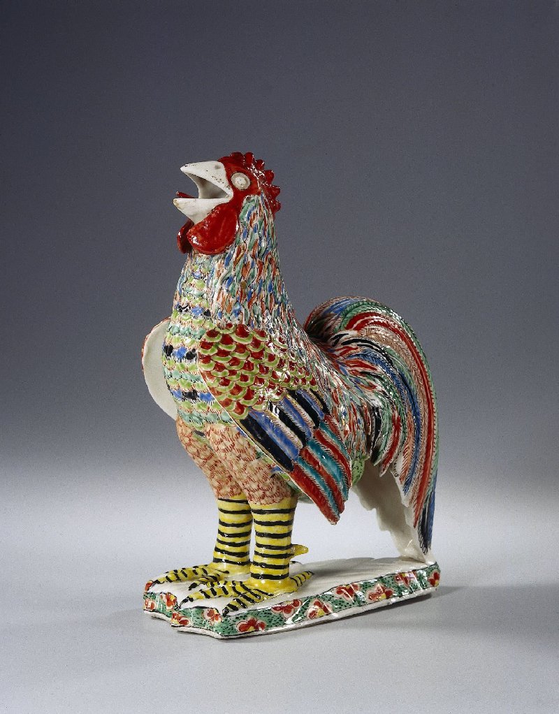 Figure of a crowing cock — Crowing cock figure, Rijksmuseum, AK-NM-6519, Blanc de Chine