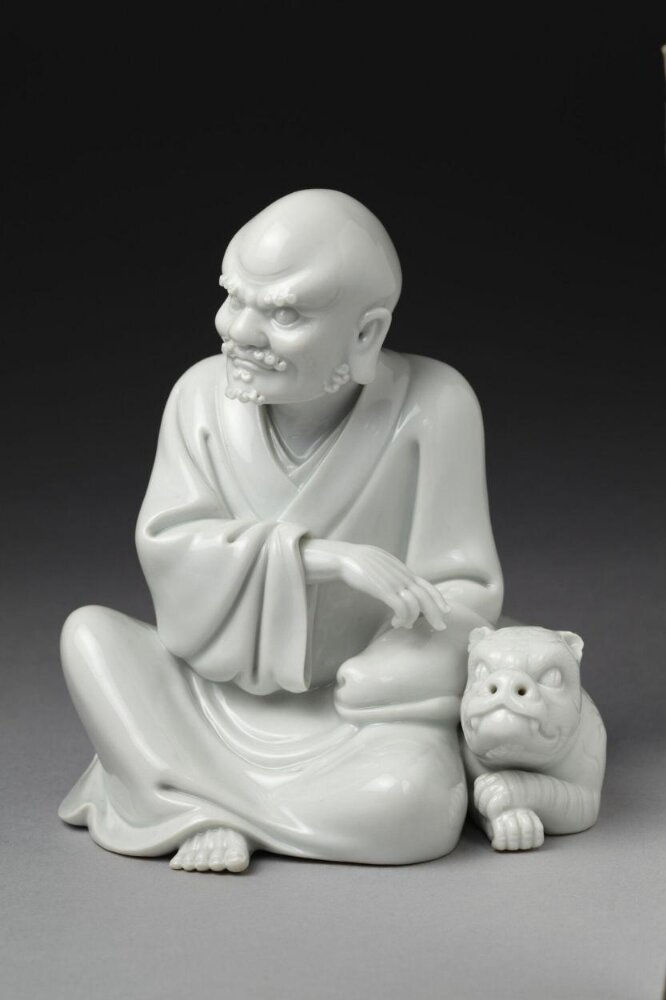 Figure of Luohan: "Subduer of Tigers" — Luohan by Su Xuejin, Victoria and Albert Museum, C.49-1953, Blanc de Chine